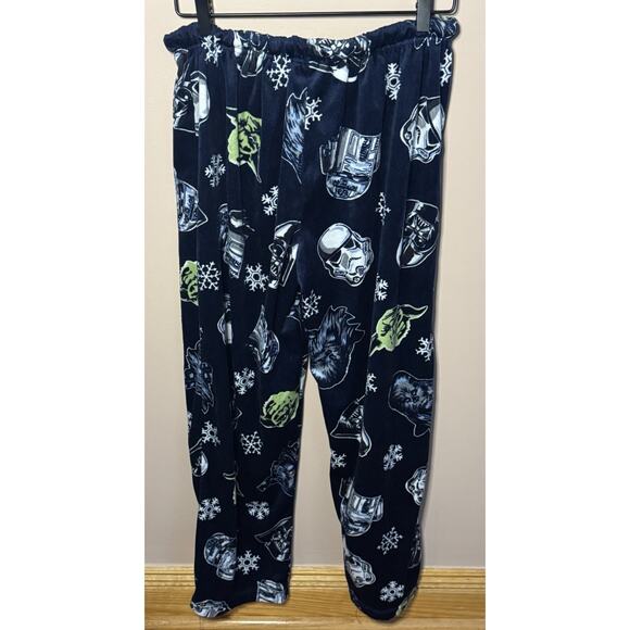 Star Wars Navy Snowflake Character Heads Velour Like Pajama Pants Mens Large - Picture 4 of 4